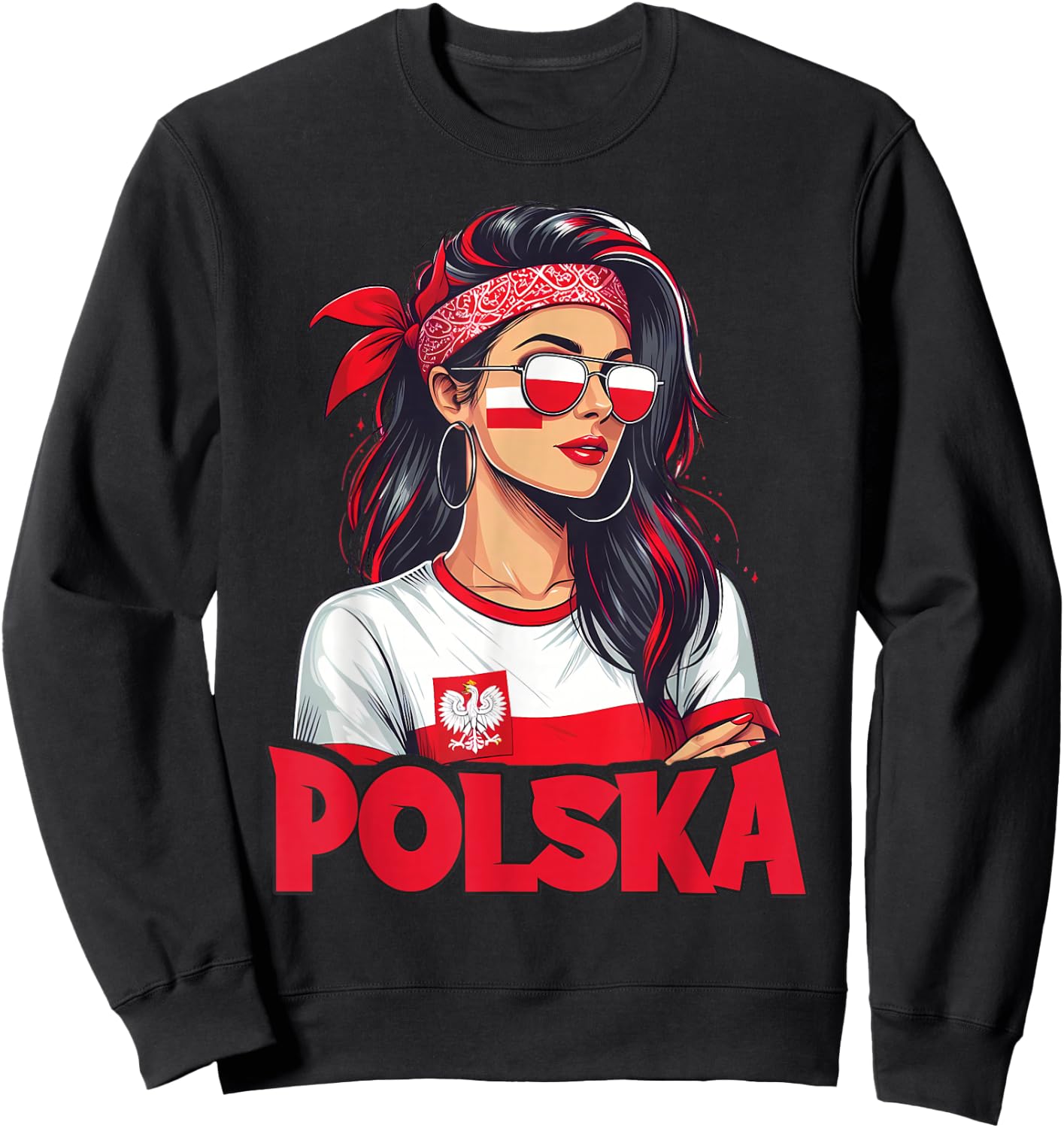 Poland Flag Woman Sunglasses Girls Polska Sweatshirt - Sweatshirt | Black