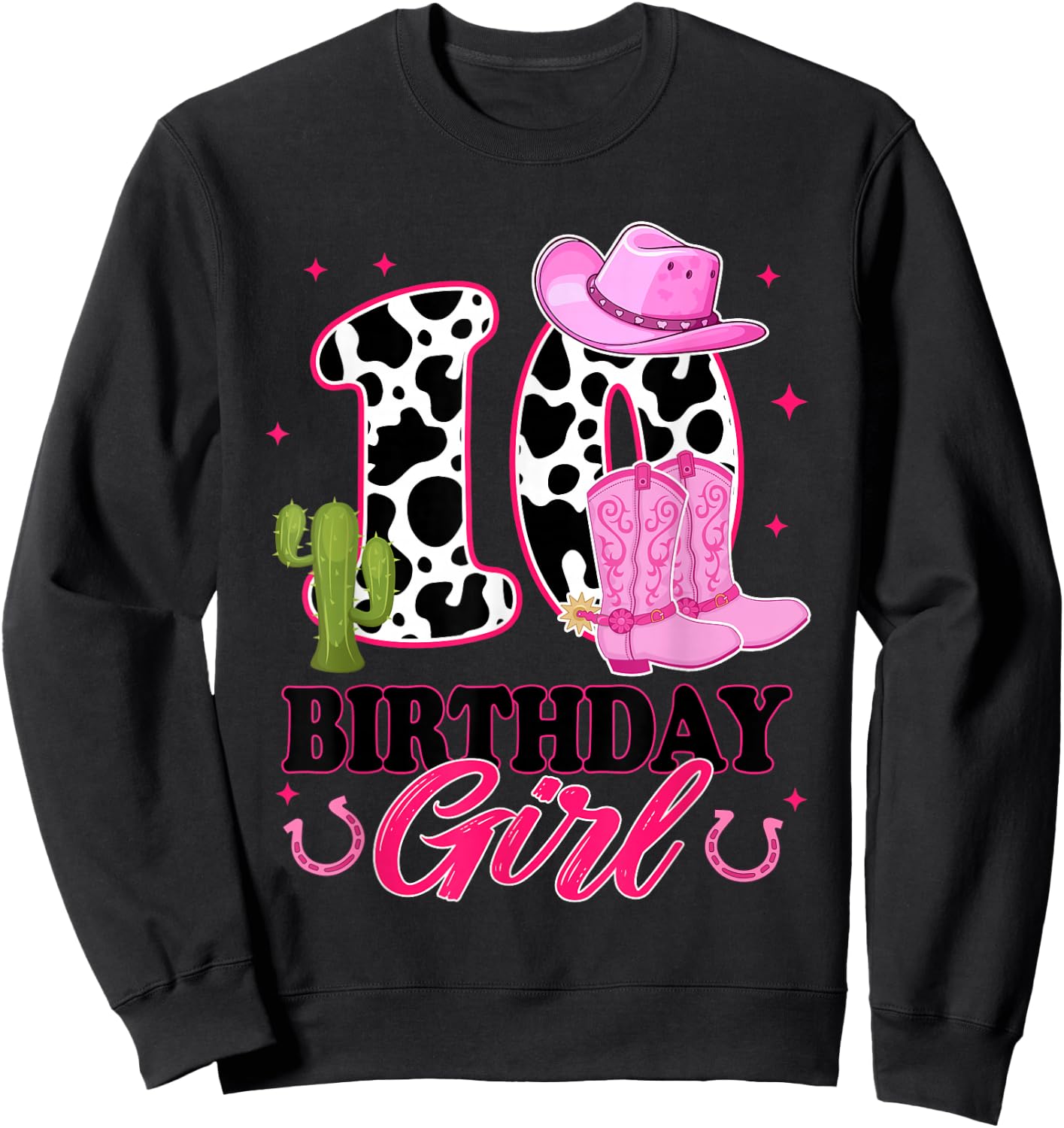 10th Birthday Girl Rodeo Western 10 Year Old Cowgirl Sweatshirt - Sweatshirt | Black