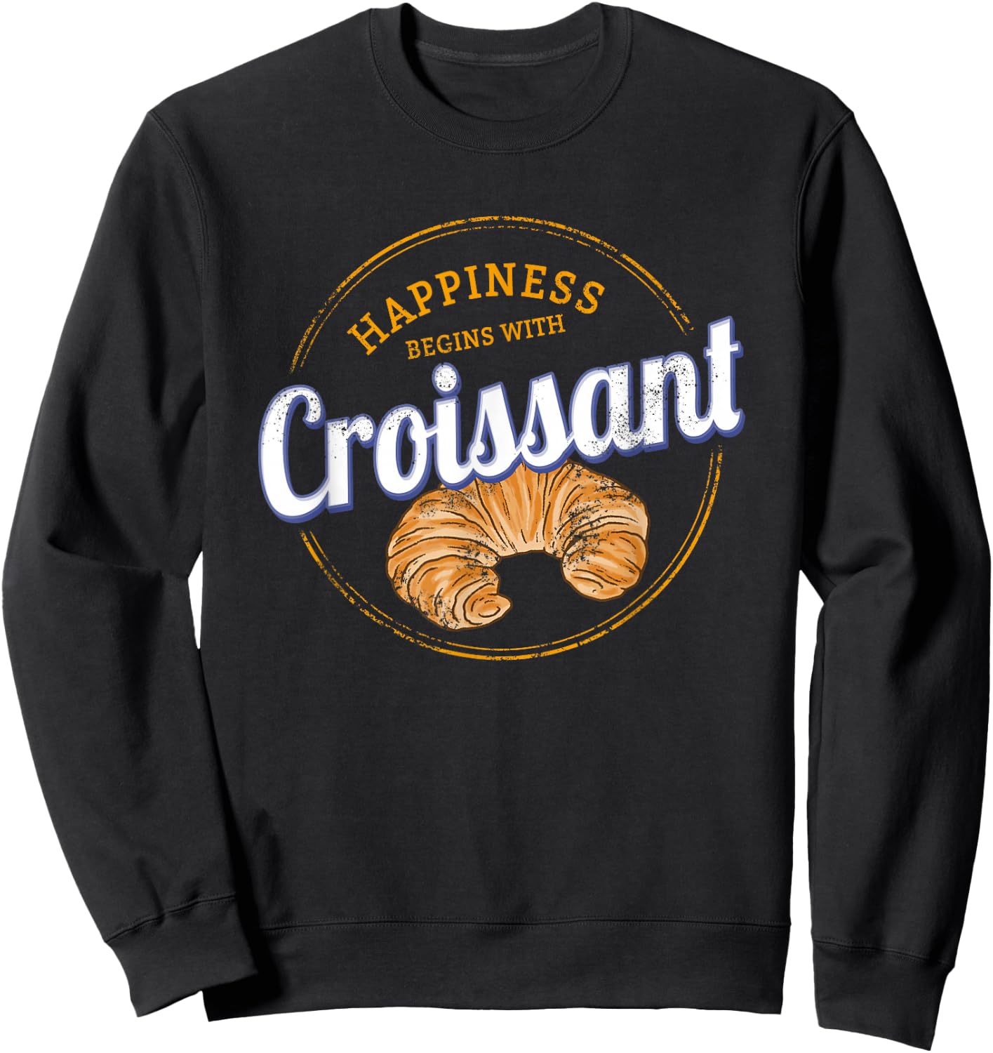 Croissant Snack Vintage France Retro Breakfast Souvenir Sweatshirt - Sweatshirt | Black