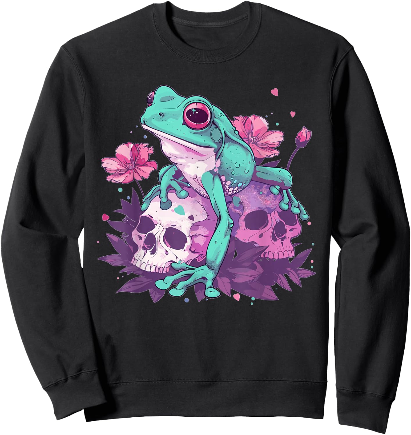 Cute Pastel Goth Frog , Small, Black Sweatshirt - Sweatshirt | Black