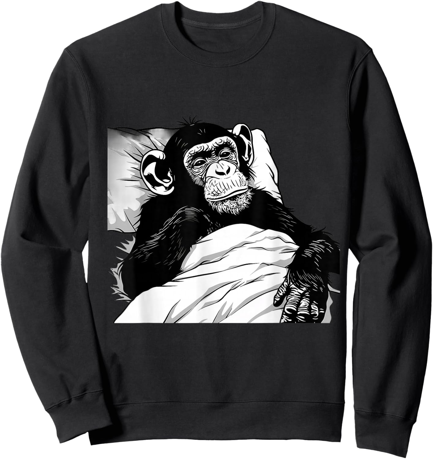 Sleeping Monkey Napping Sleepy Monkey Sleepy Animal Drawing Sweatshirt - Sweatshirt | Black