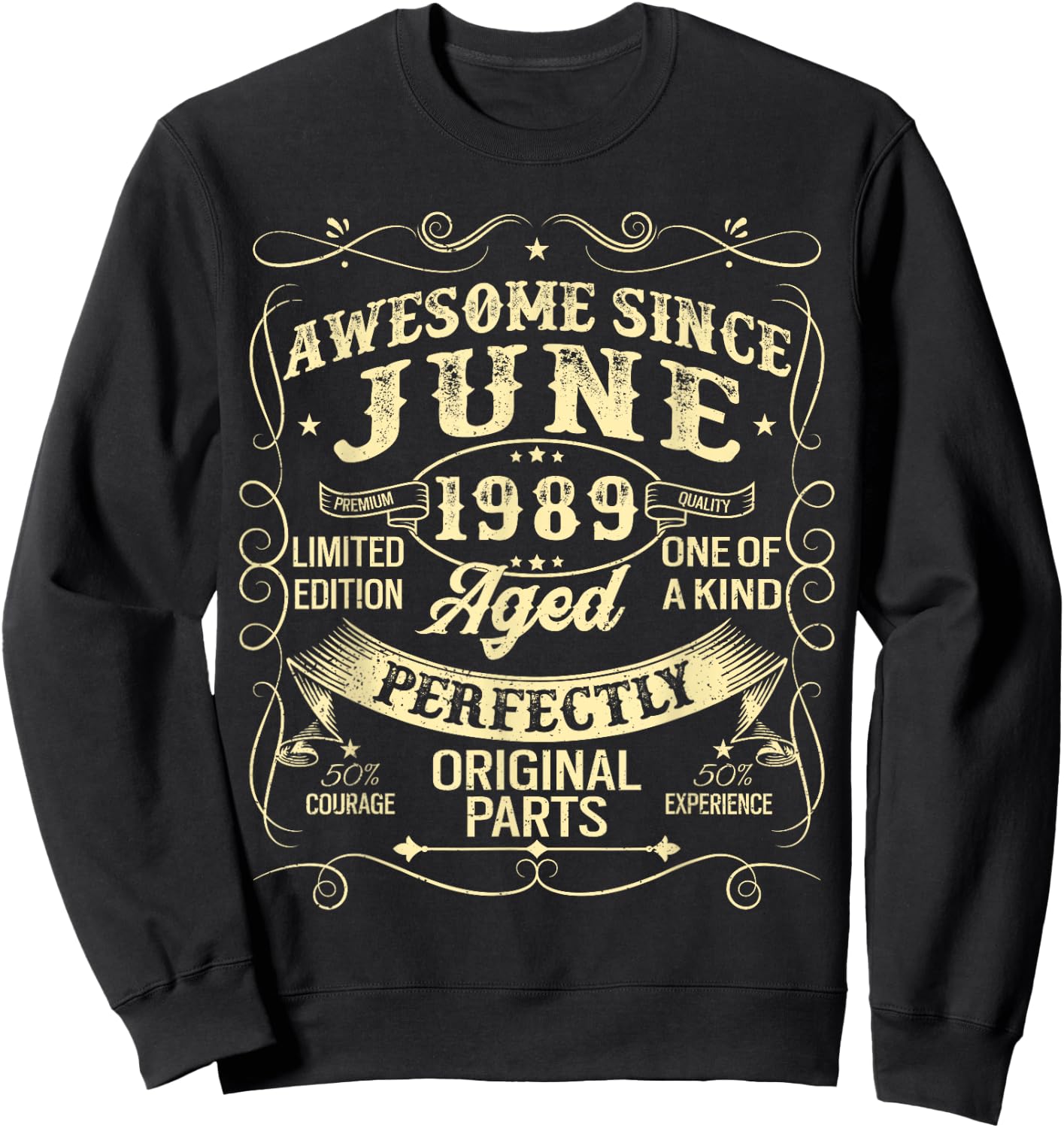 Awesome Since June 1989 Year Of Birth Birthday 1989 Vintage Sweatshirt - Sweatshirt | Black