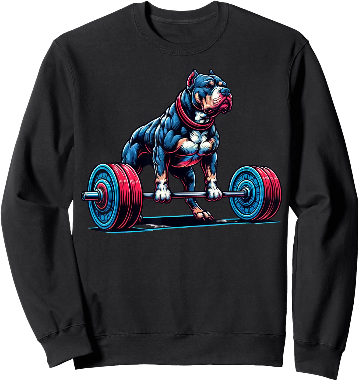 Pitbull Deadlifting Shirt, Pit Bull Gym Workout Deadlift Gym Sweatshirt - Sweatshirt | Black