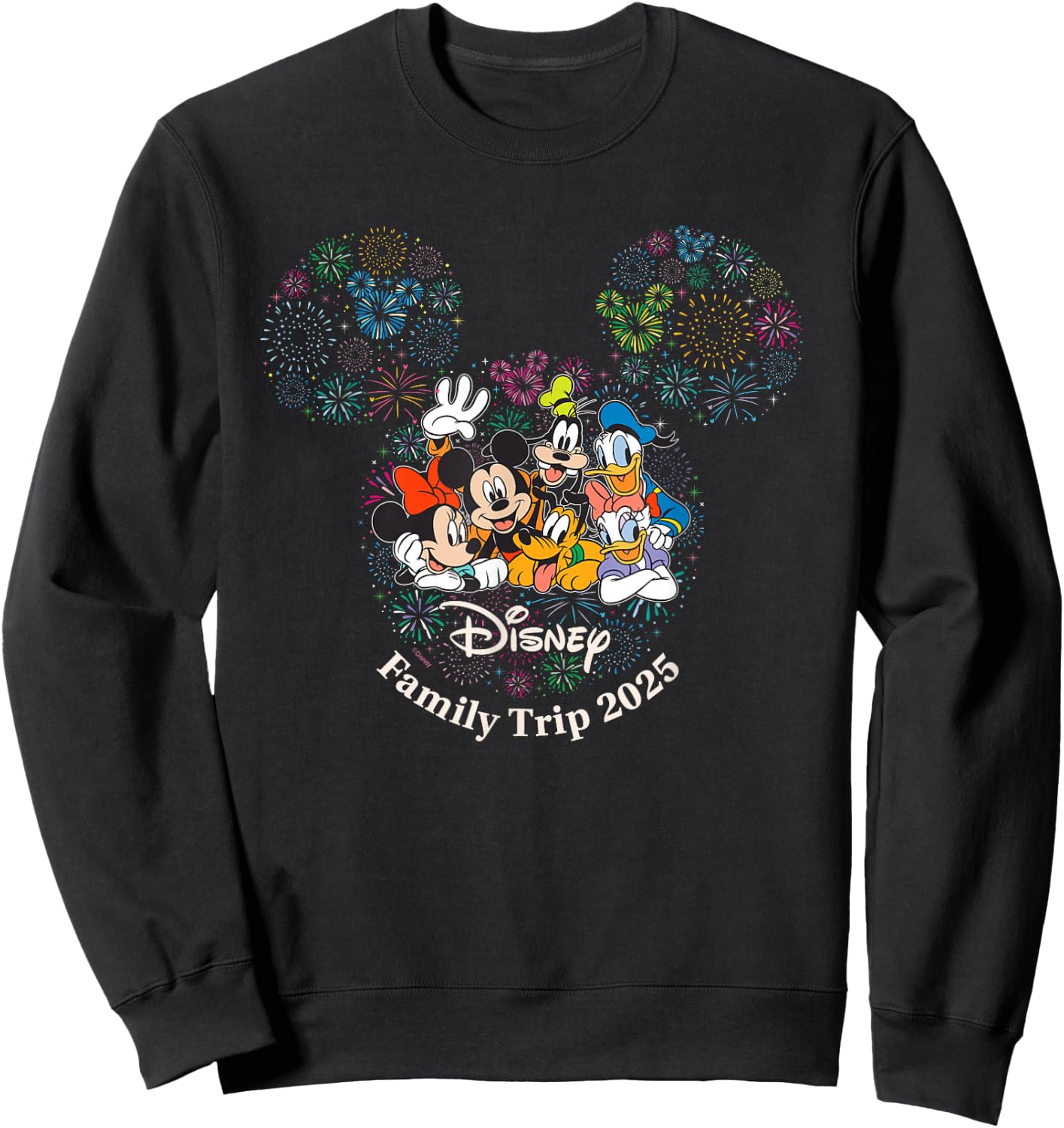 Disney Mickey & Friends Fireworks Vacation Family Trip 2025 Sweatshirt - Sweatshirt | Black