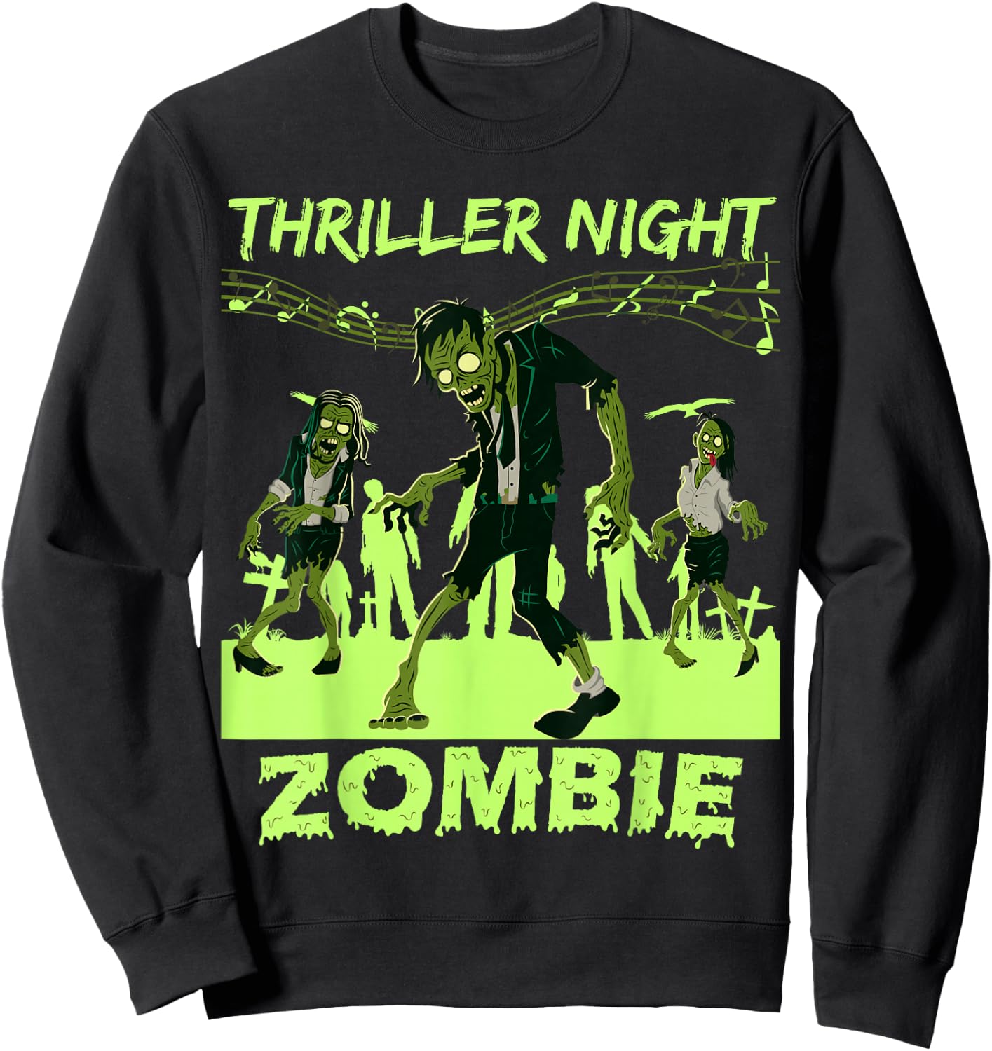 Thriller Night Halloween Dancing Zombie Sweatshirt - Sweatshirt | Black