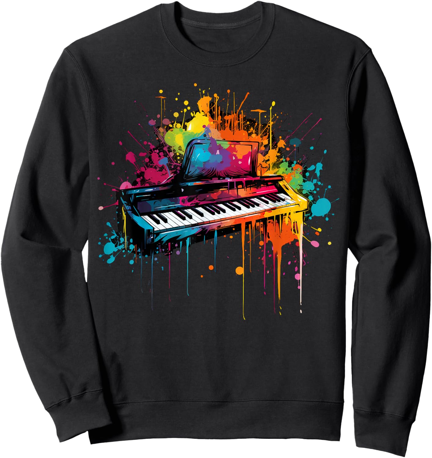 Keyboard instrument on colorful painted Keyboard Sweatshirt - Sweatshirt | Black