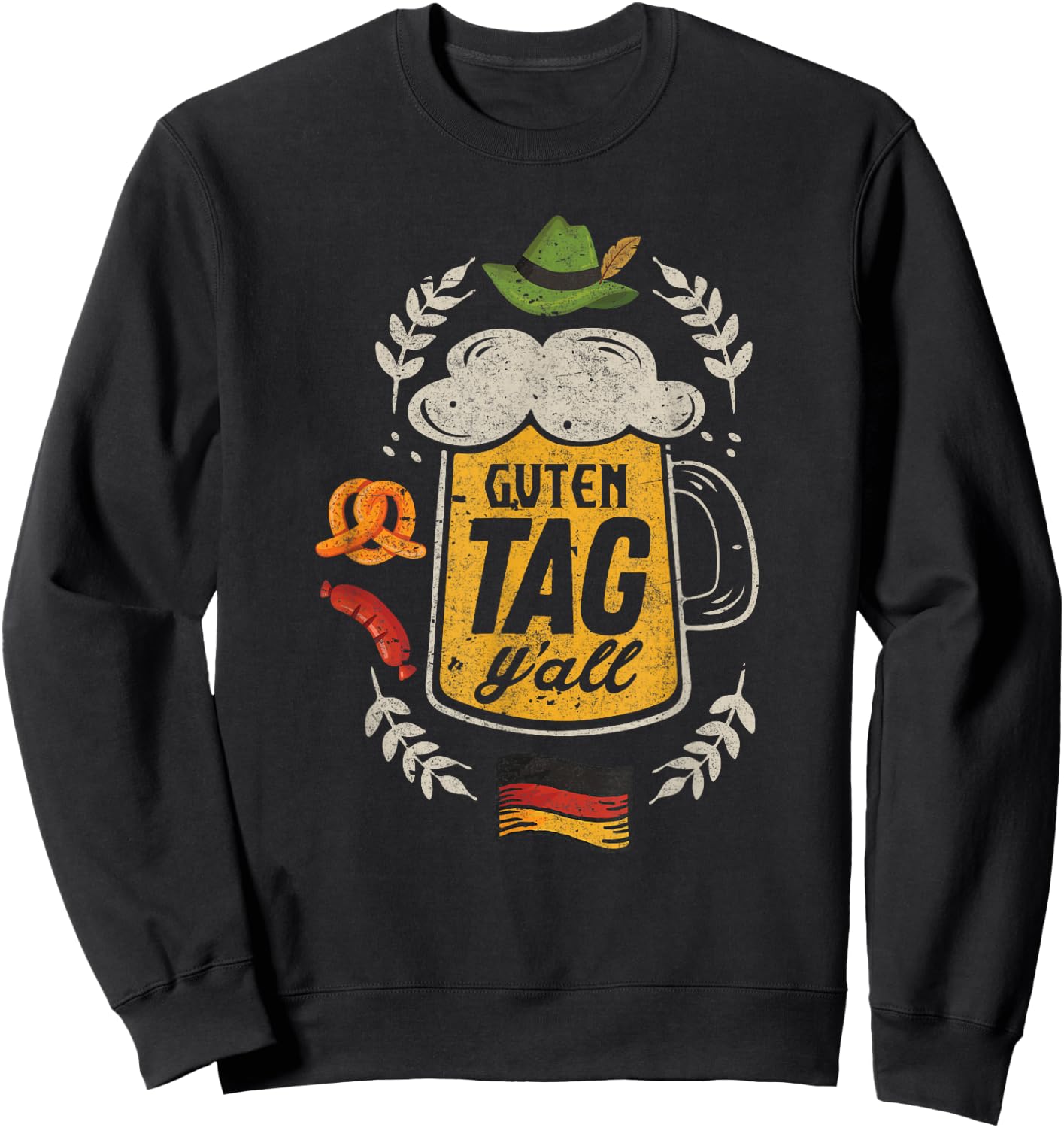 Guten Tag Y'all German Shirt Oktoberfest Beer Men Women Sweatshirt - Sweatshirt | Black