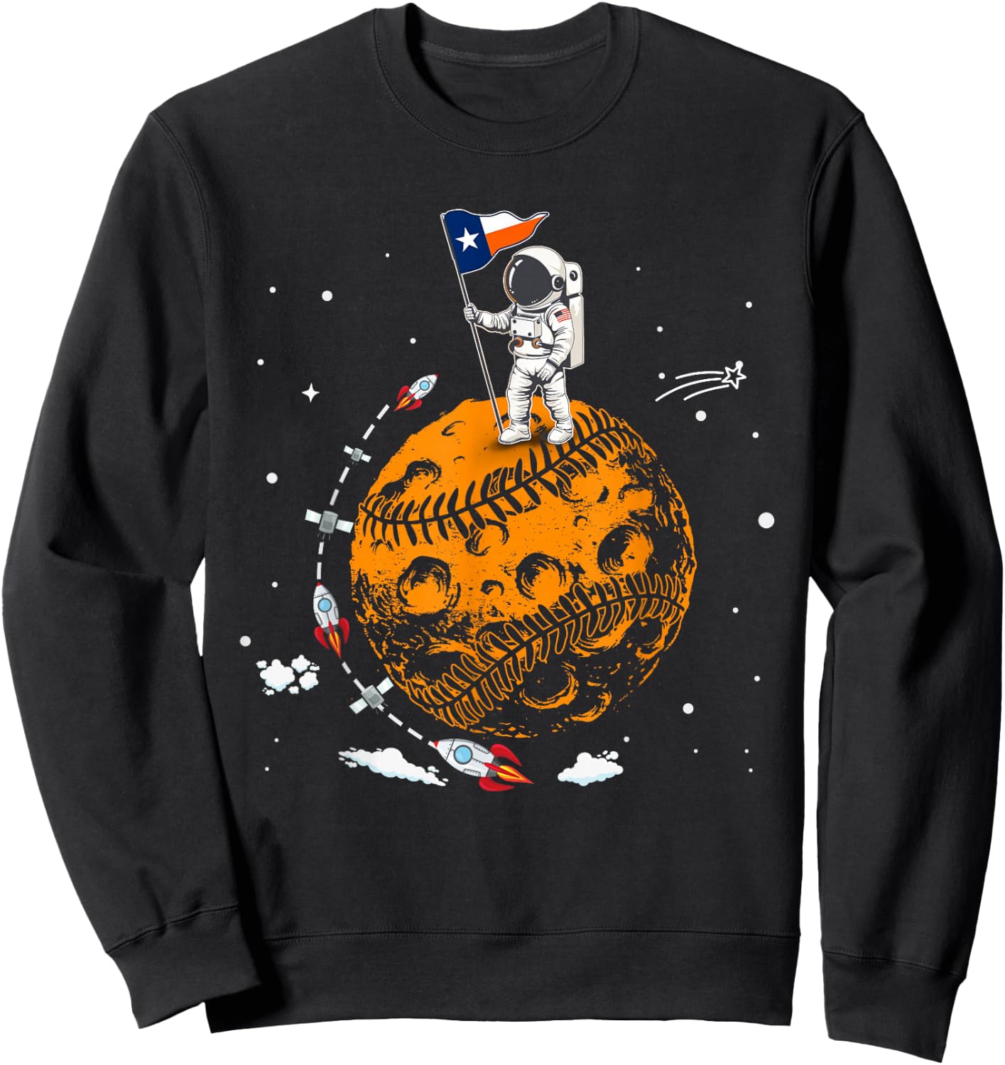 Inoa Shop Graphic First Name Houston Vintage Retro Name Astronaut , Small, Black Sweatshirt - Sweatshirt | Black