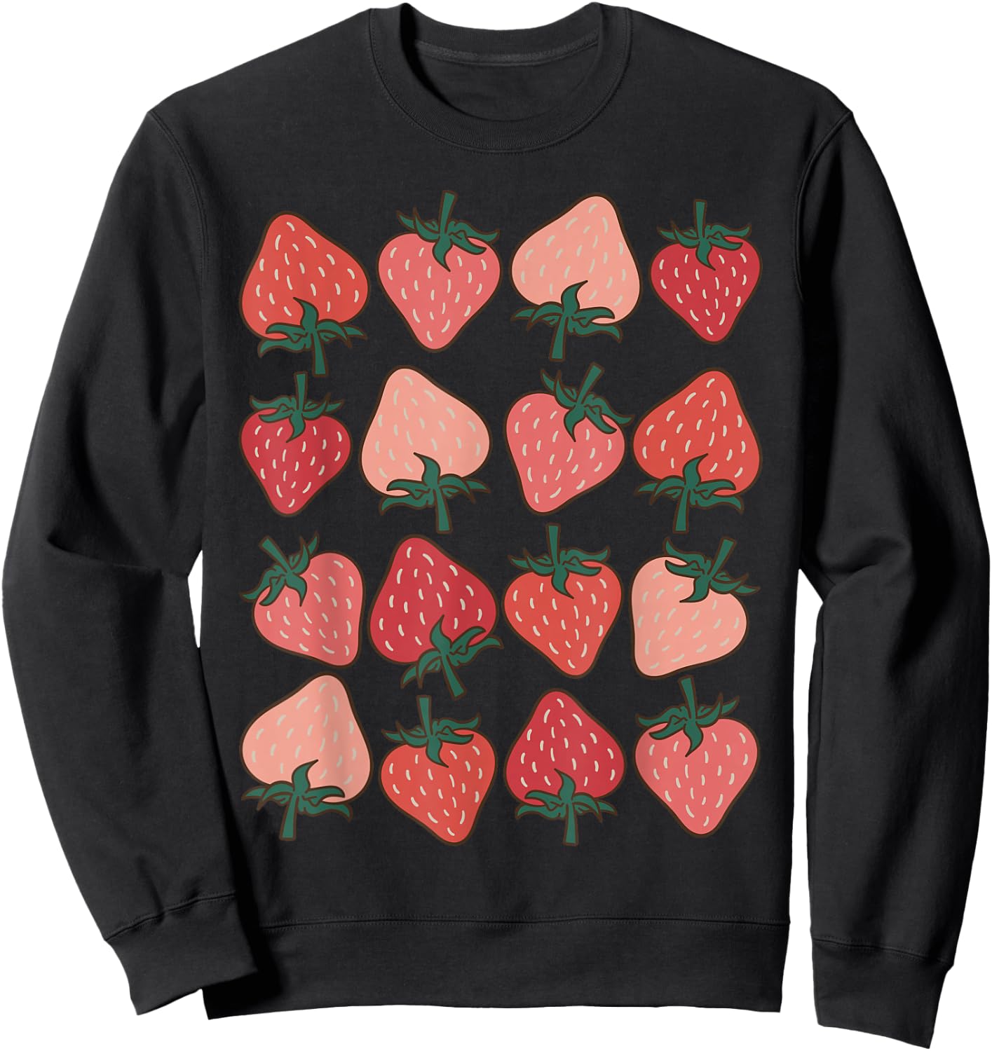 Strawberry Pattern Fruitarian Berry Strawberries Fruit Lover Sweatshirt - Sweatshirt | Black