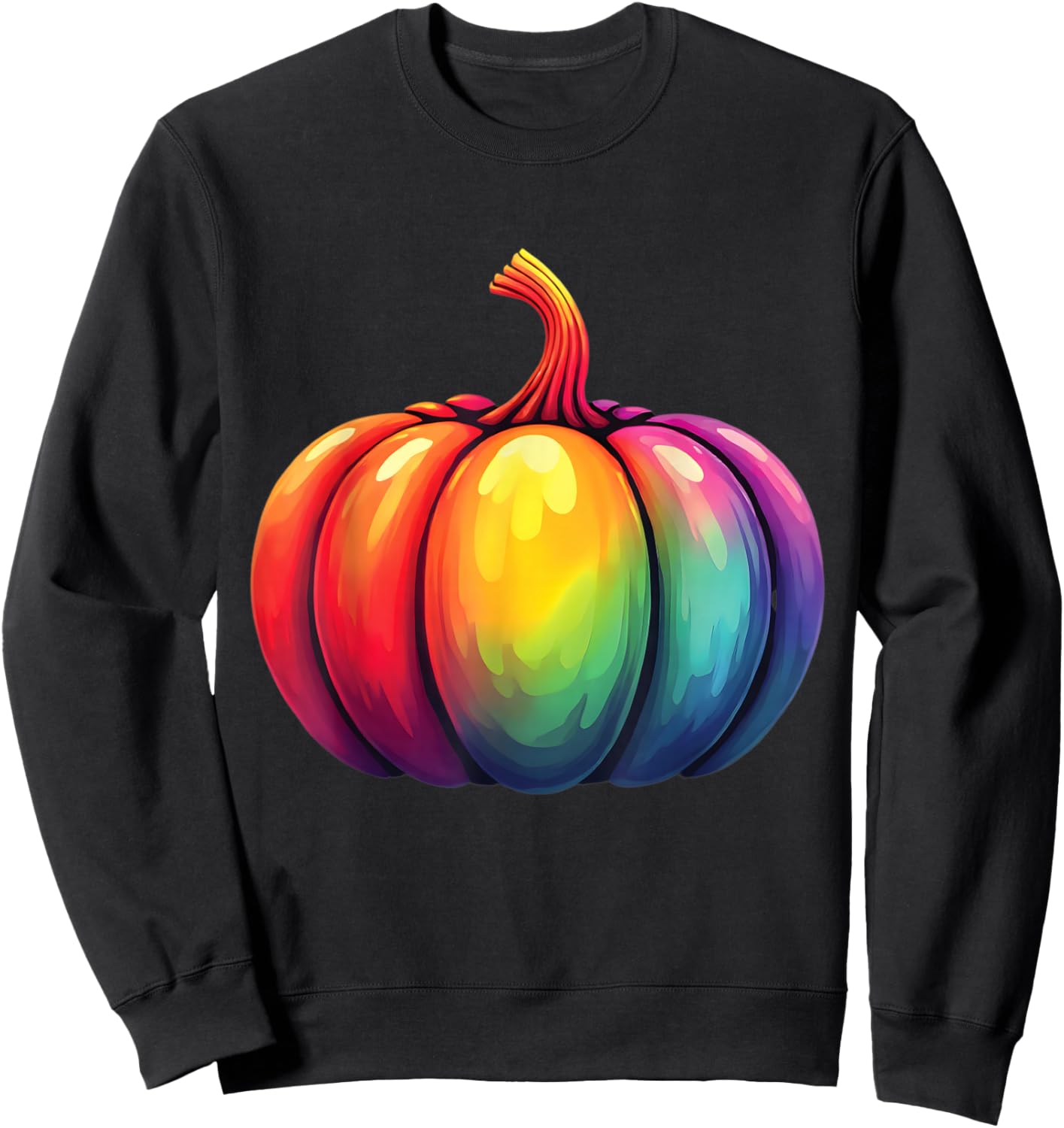 Vibrant Rainbow Pumpkin Graphic Sweatshirt - Sweatshirt | Black