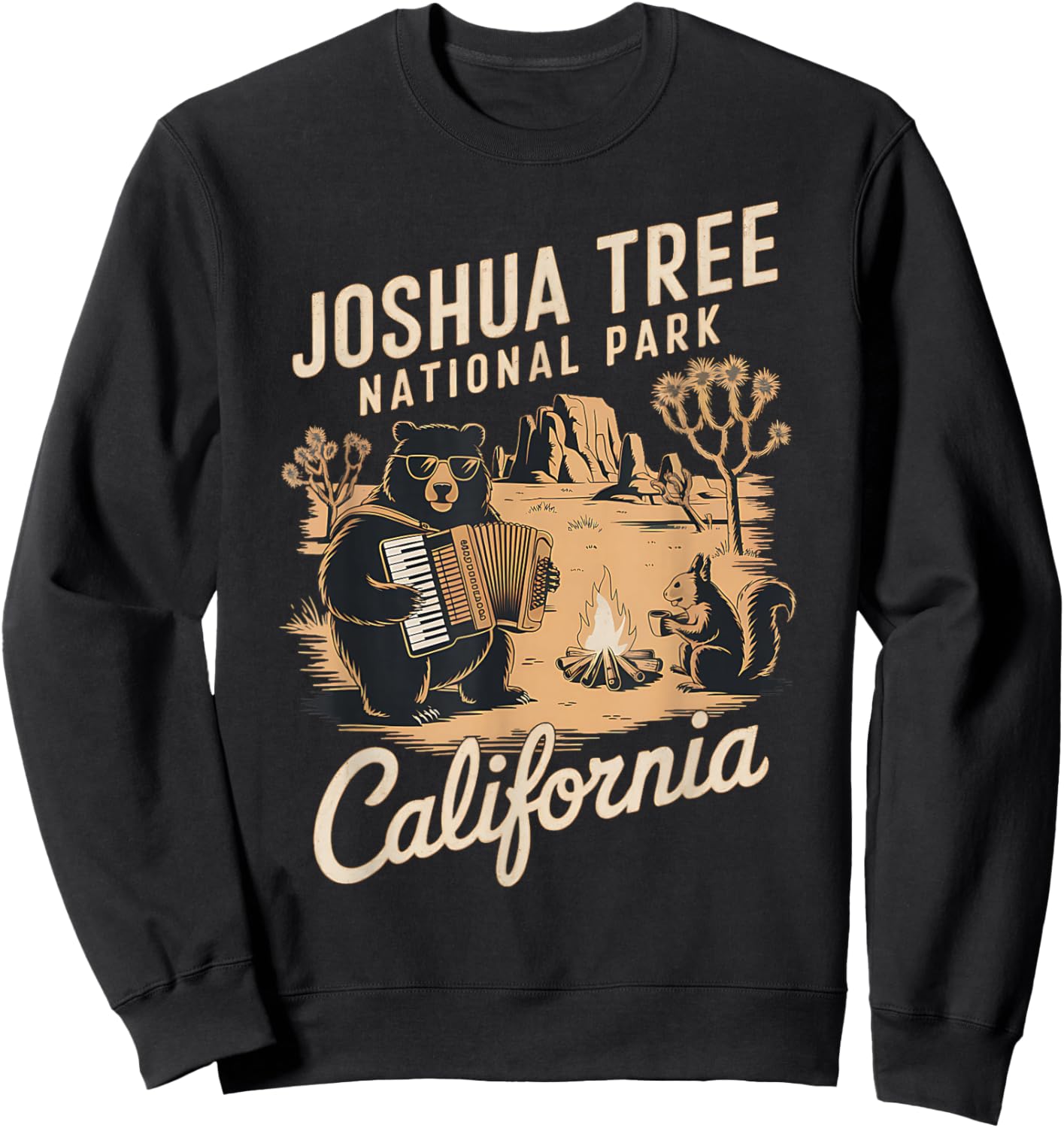 Retro Joshua Tree National Park California Sweatshirt - Sweatshirt | Black