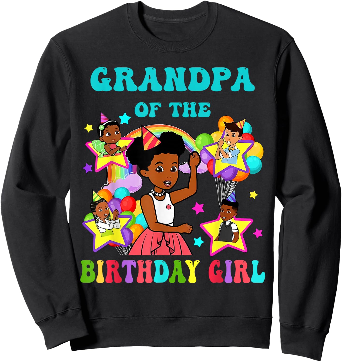 Grandpa of Birthday Girl Gracie Pink Doll Family Decorations Sweatshirt - Sweatshirt | Black