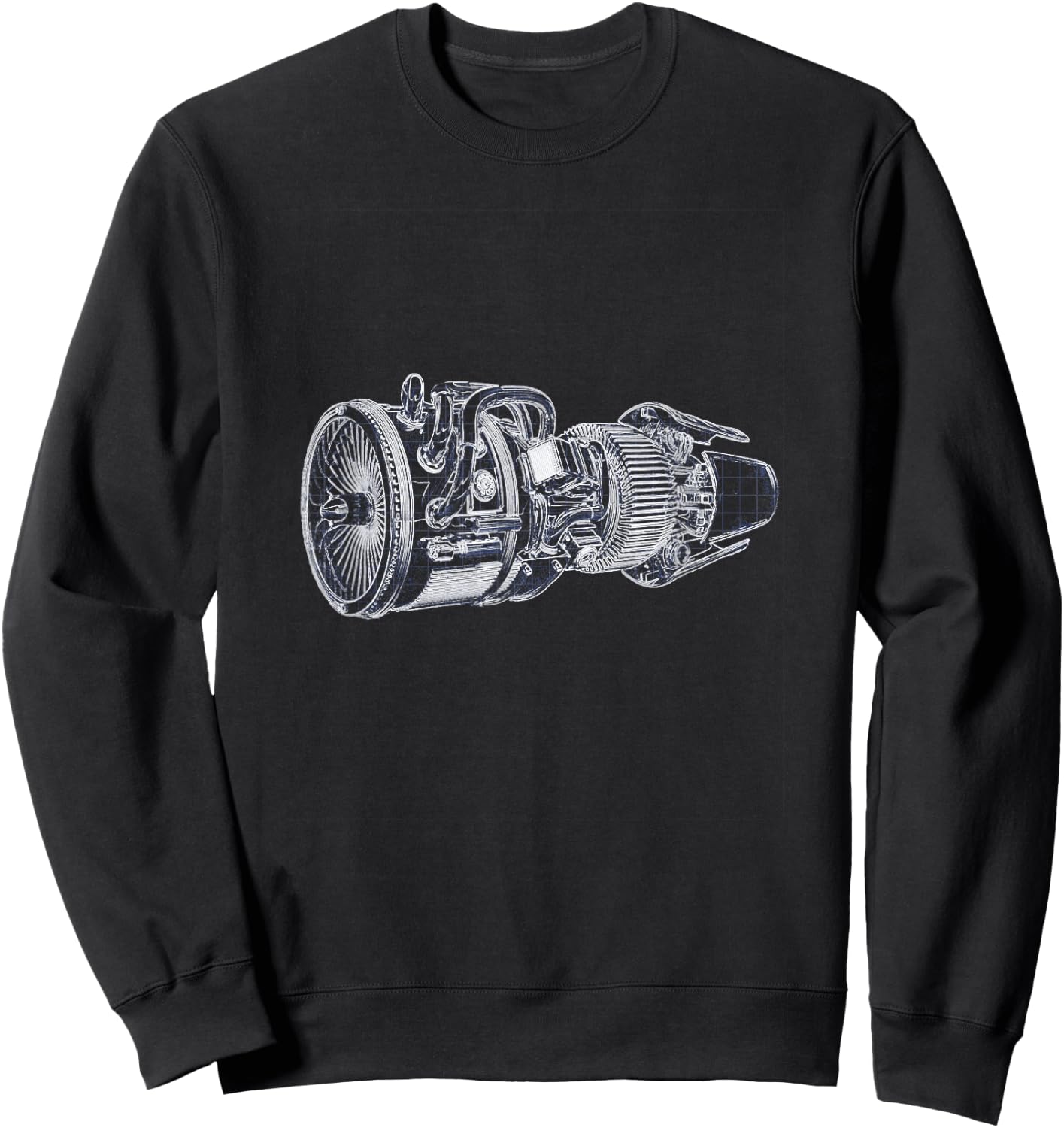 Jet Engine Blueprint Amazing - Engineers / Mechanics Sweatshirt - Sweatshirt | Black