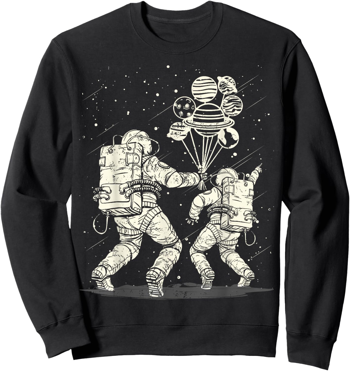 Funny Astronaut Dad & Son Daughter Galaxy Lover Fathers Day Sweatshirt - Sweatshirt | Black