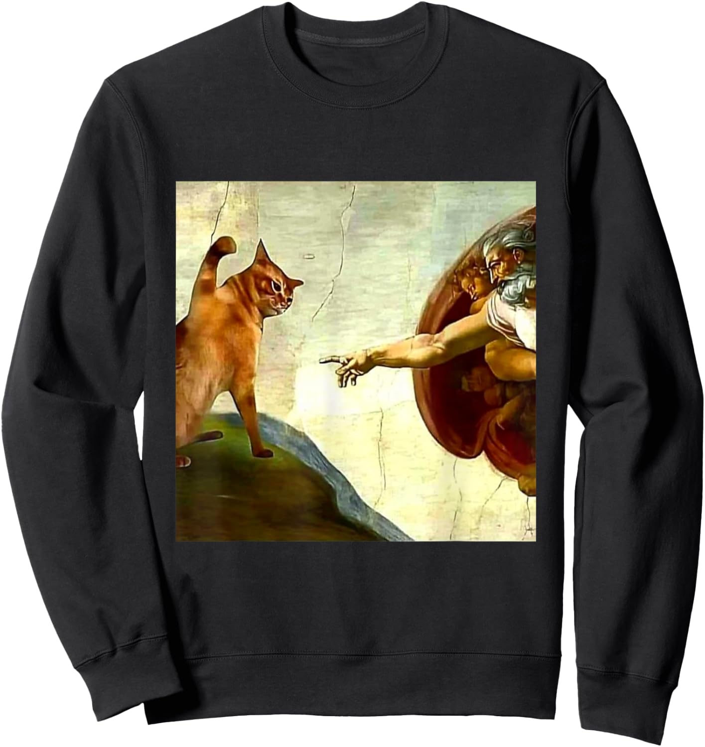 Oil Painting Cat Meme Funny Viral Internet Sweatshirt - Sweatshirt | Black