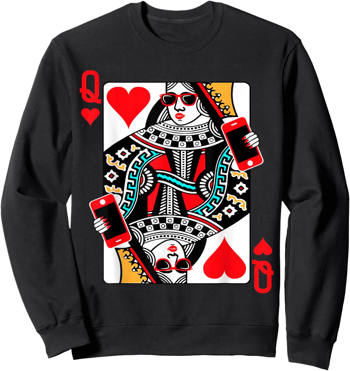 Qween Q of Hearts Funny Girls Blackjack Poker Casino Sweatshirt - Sweatshirt | Black