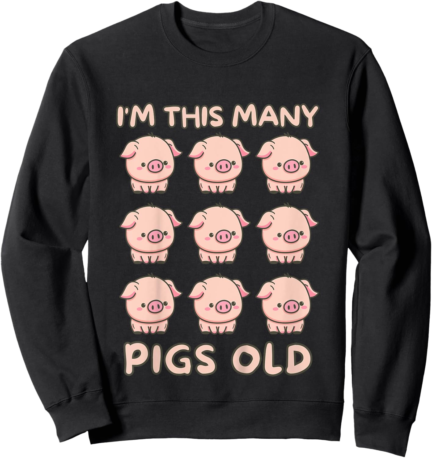 I'm This Many Pigs Old - 9th Birthday Pig 9 Years Old Bday Sweatshirt - Sweatshirt | Black