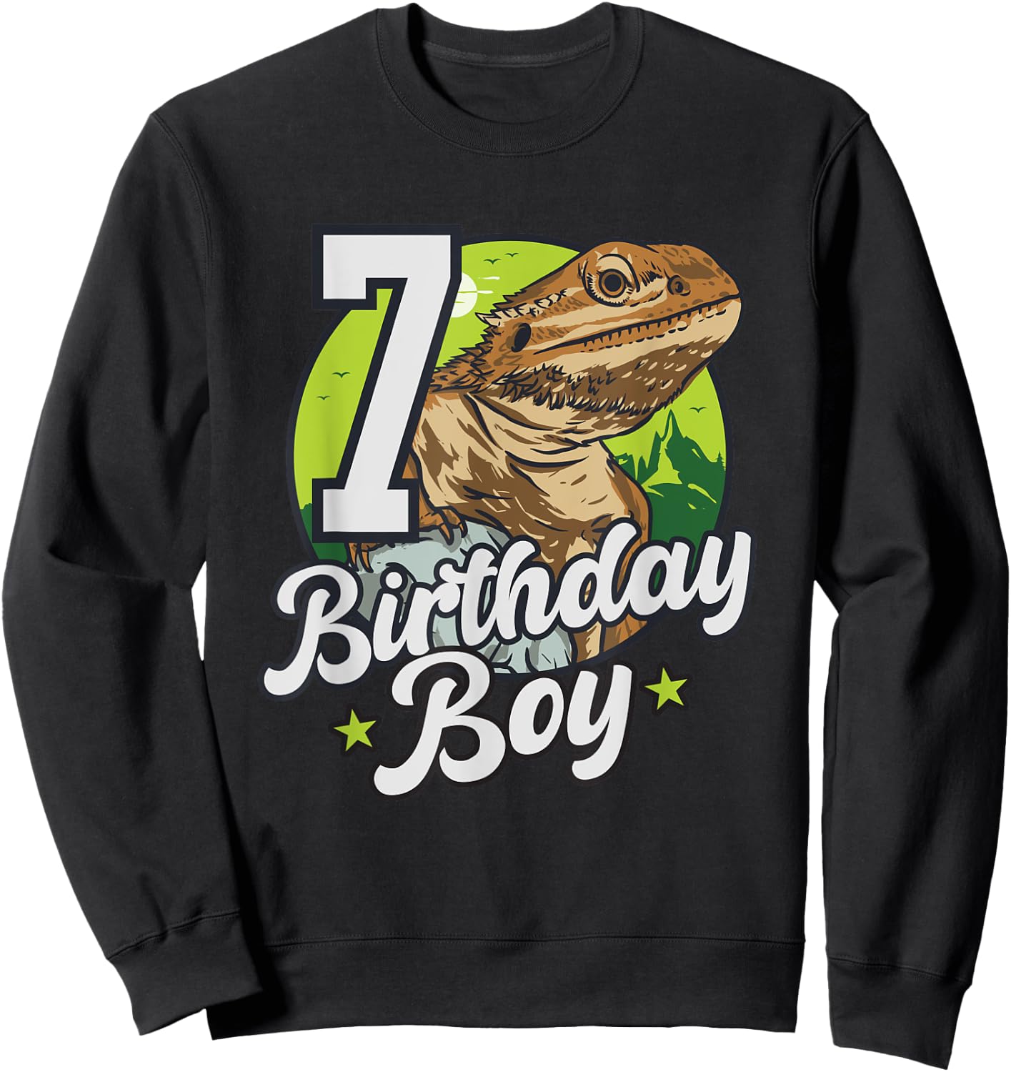 Bearded Dragon Lizard Kids 7th Birthday - 7 Years Boy Sweatshirt - Sweatshirt | Black