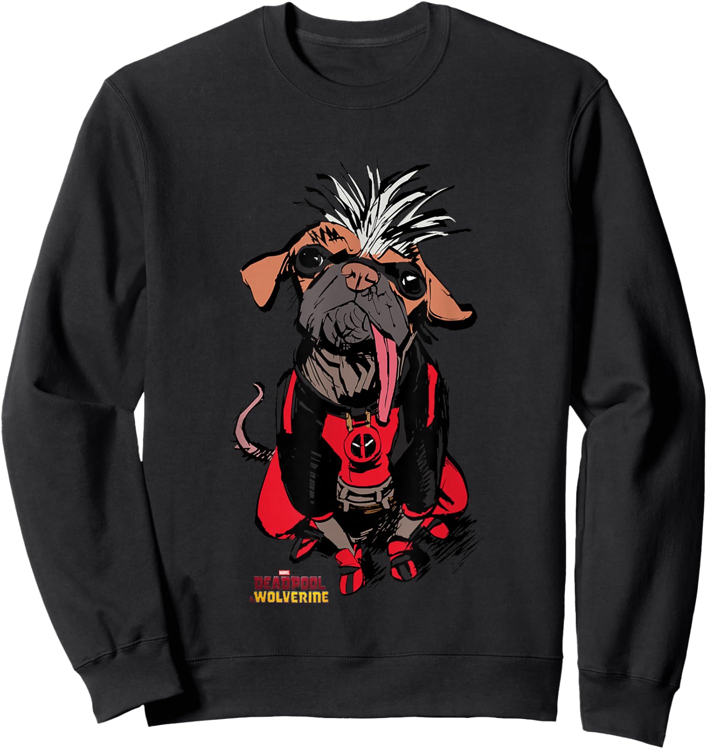 Marvel Deadpool & Wolverine Sketchy Dogpool Comic Portrait Sweatshirt - Sweatshirt | Black