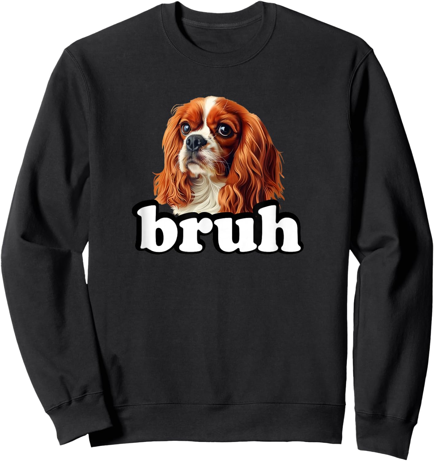 Cute Funny Bro Bruh Kids Cavalier King Charles Spaniel Dog Sweatshirt - Sweatshirt | Black