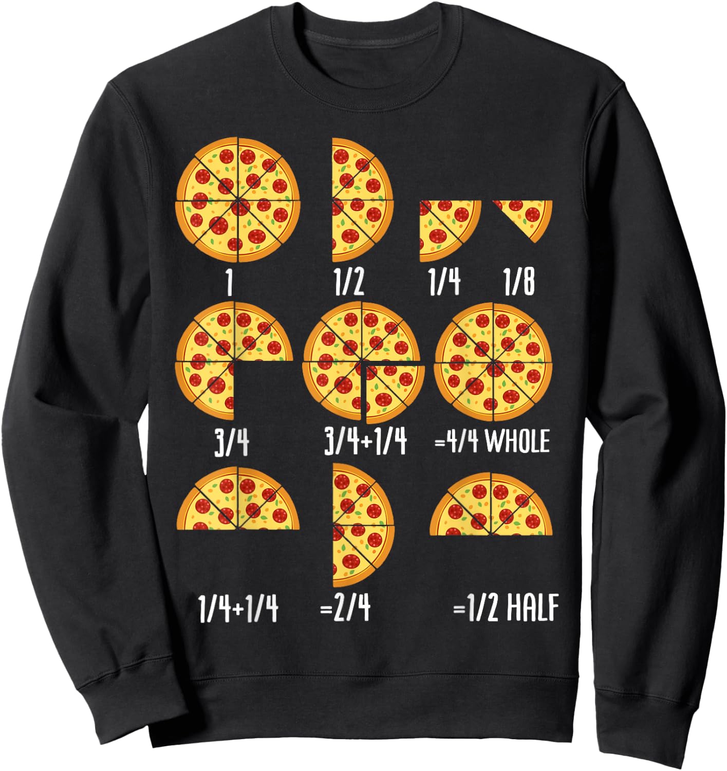 Pizza Slice Fraction Math Teacher Back To School Educational Sweatshirt - Sweatshirt | Black