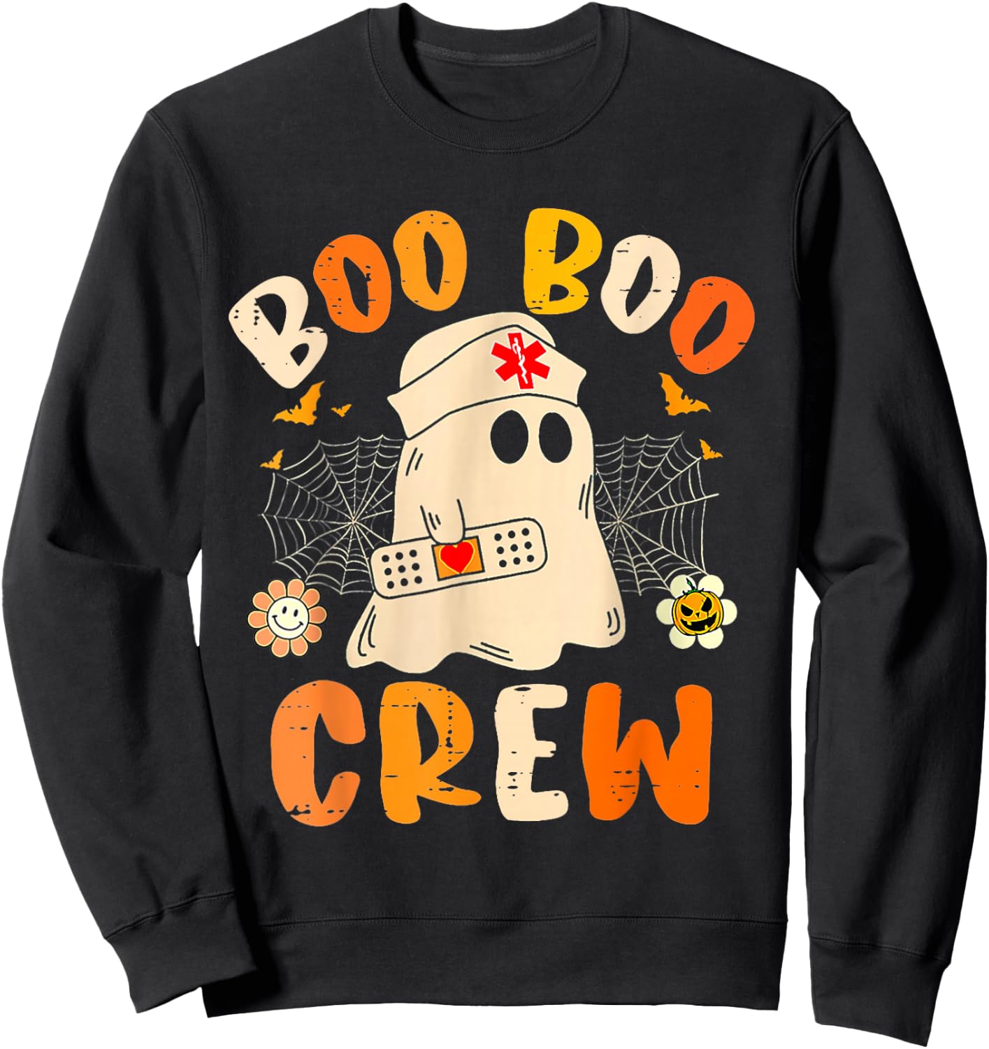 Boo Boo Crew Ghost Halloween Paramedic Nurse RN ER NICU LPN Sweatshirt - Sweatshirt | Black