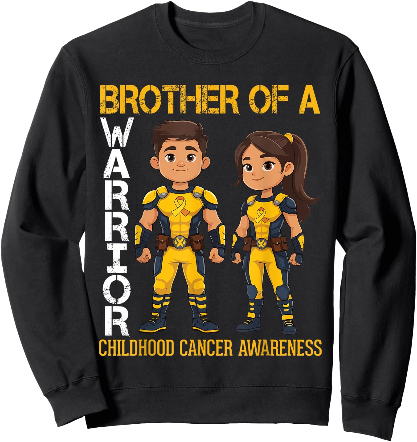 Brother Of A Warrior Childhood Cancer Awareness Help Sister Sweatshirt - Sweatshirt | Black