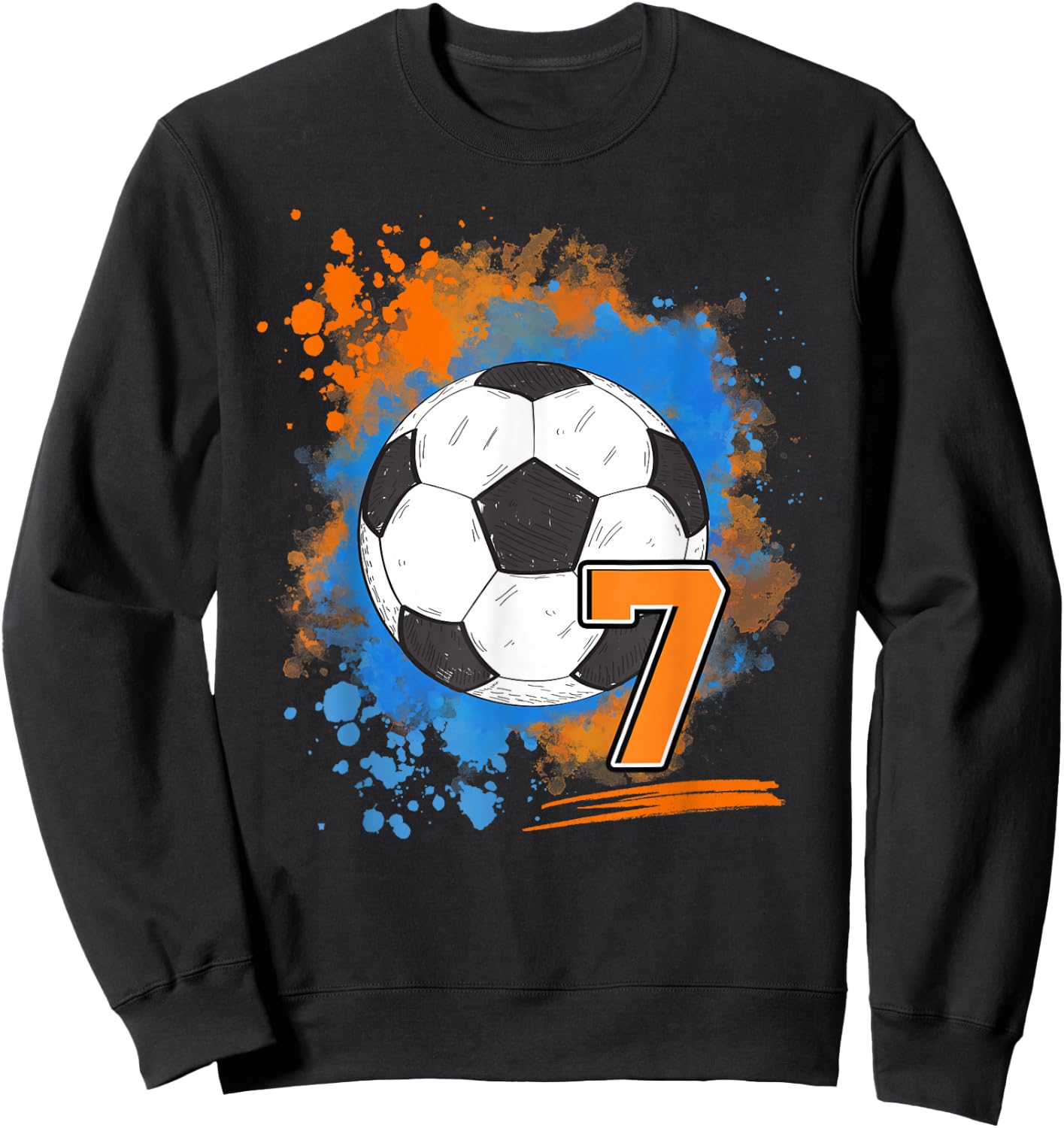 7th Birthday 7 Years Old Soccer Ball Sweatshirt - Sweatshirt | Black