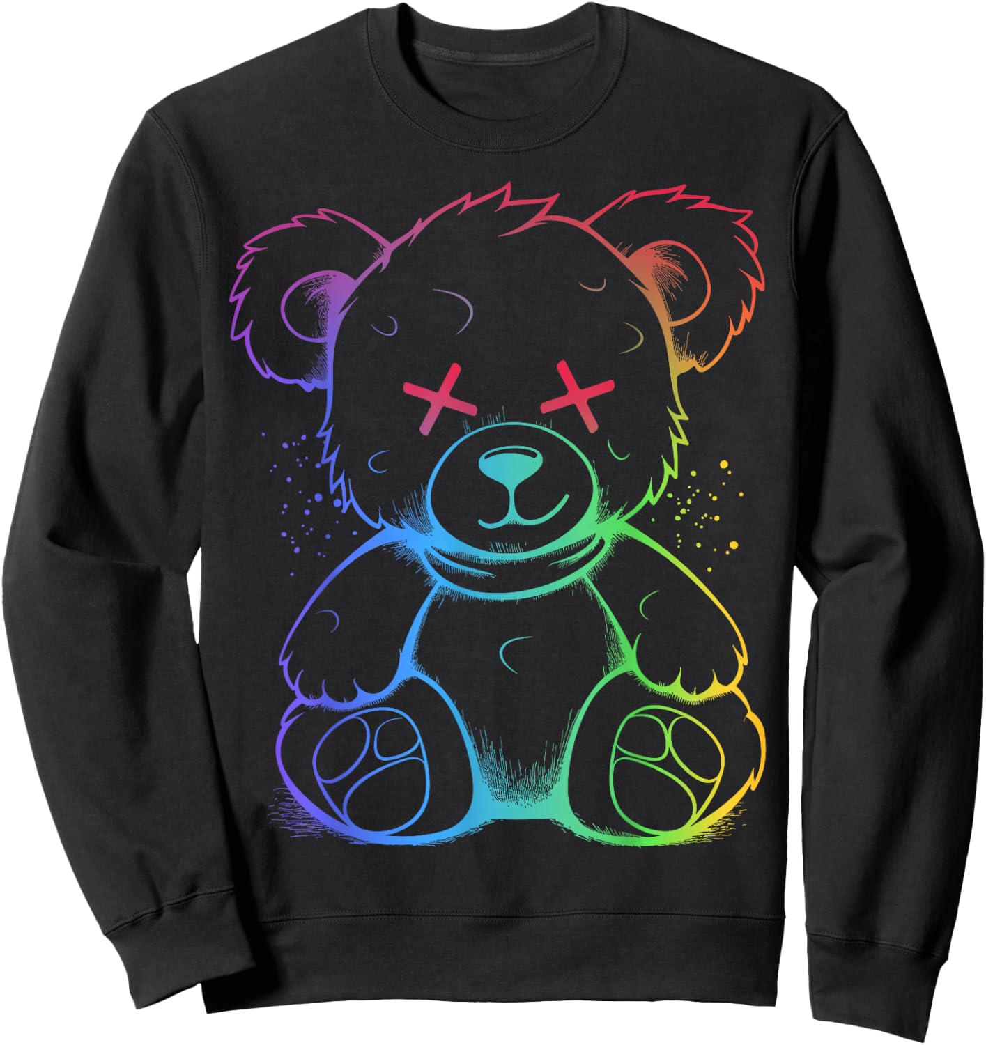 Evil Teddy Bear Dark Scary Fantasy Gothic Teddy Cuddling Sweatshirt - Sweatshirt | Black