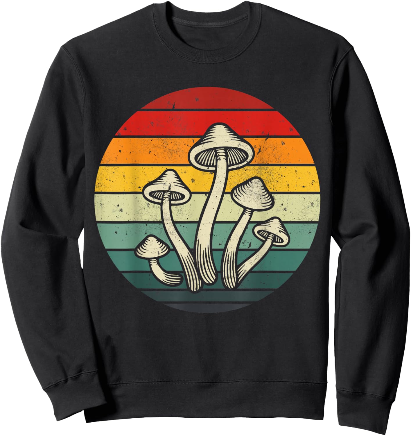 Vintage Retro Mushroom 80s 90s Mushroom Lovers Funny Food Sweatshirt - Sweatshirt | Black