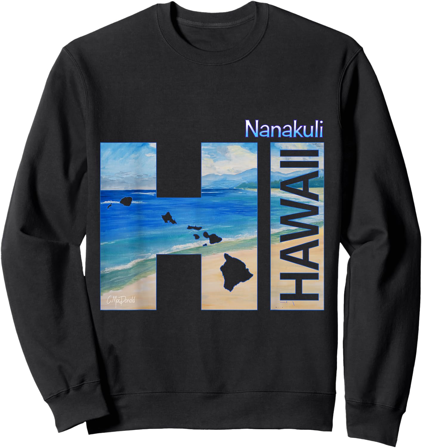 Nanakuli HI Hawaii Islands Sweatshirt - Sweatshirt | Black