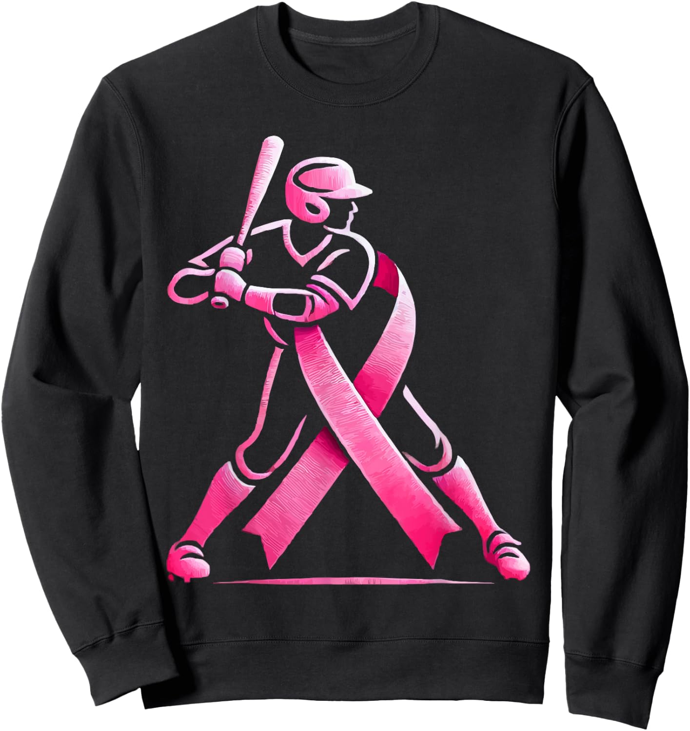 Baseball Breast Cancer Awareness Month Pink Ribbon Sweatshirt - Sweatshirt | Black
