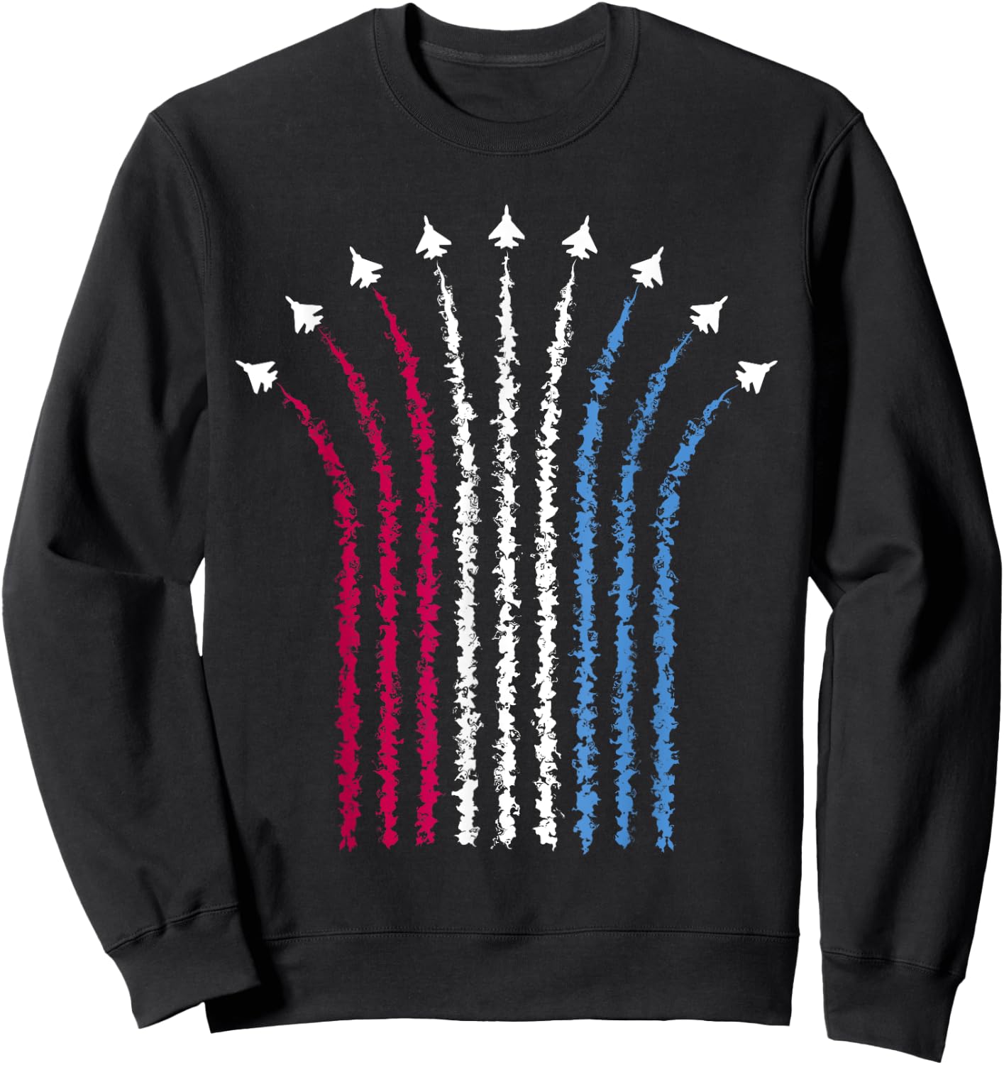 Patriotic USA American Red White Blue Flag Jets 4th of July Sweatshirt - Sweatshirt | Black