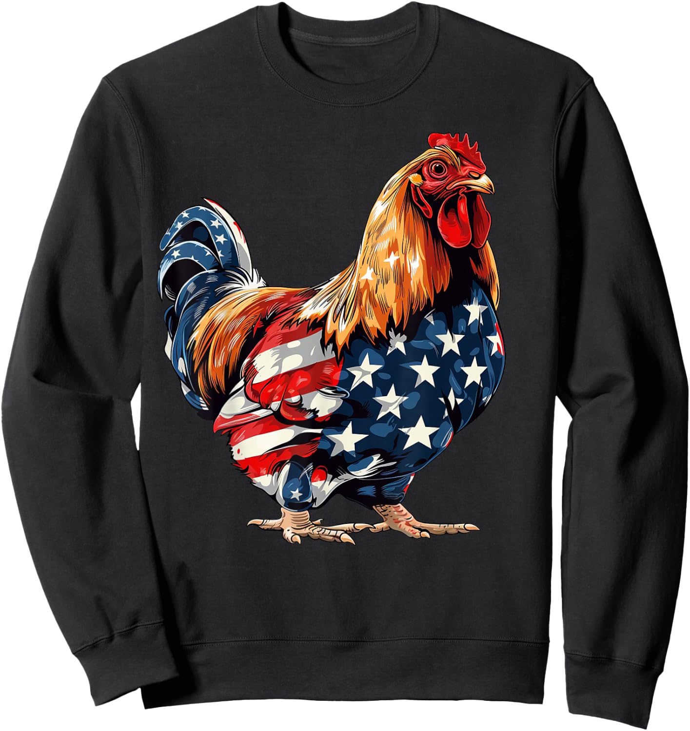Chicken American Flag 4th of July Chicken Gifts Kids Sweatshirt - Sweatshirt | Black