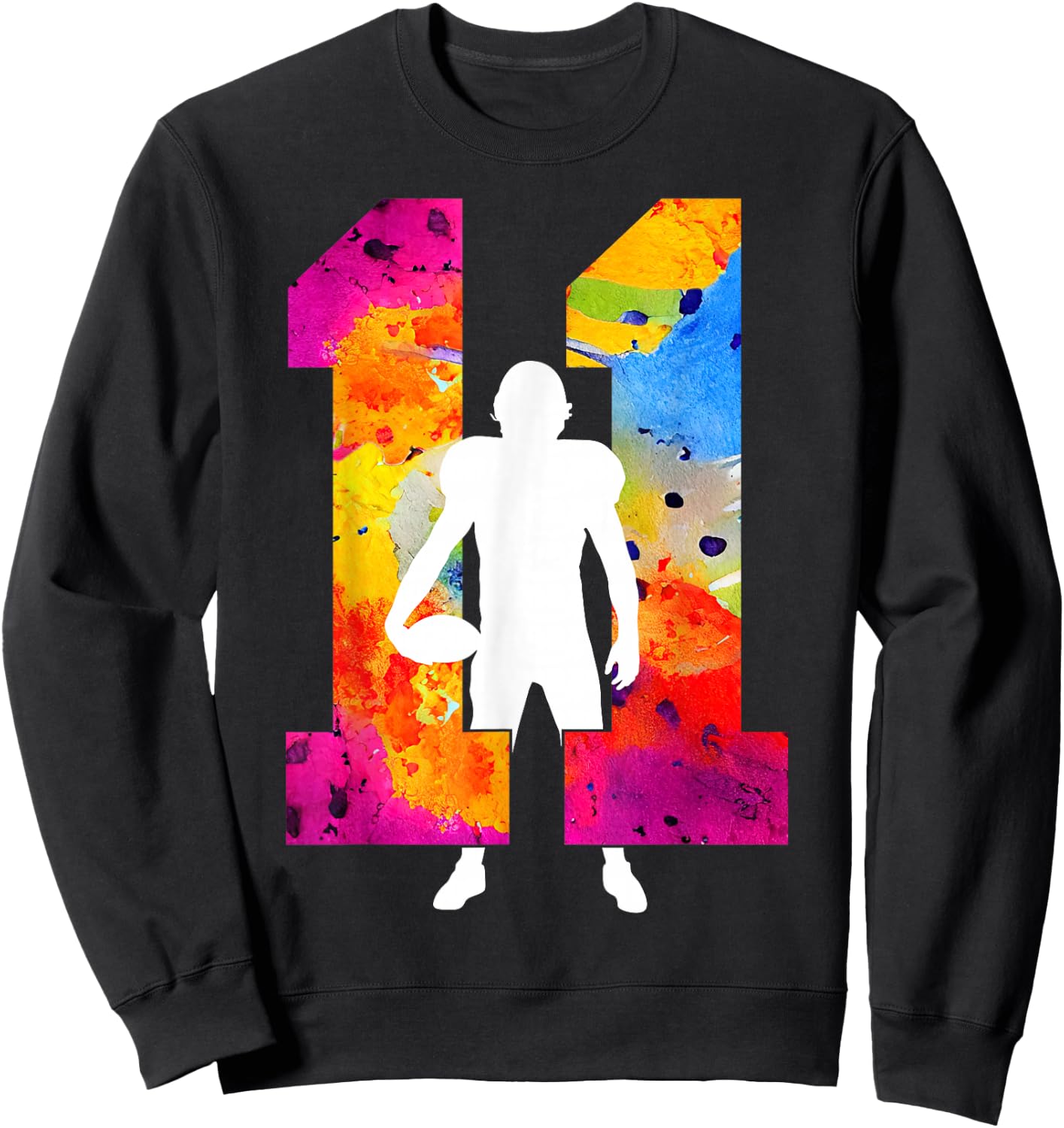 Number 11 Years Football 11th Birthday Sweatshirt - Sweatshirt | Black