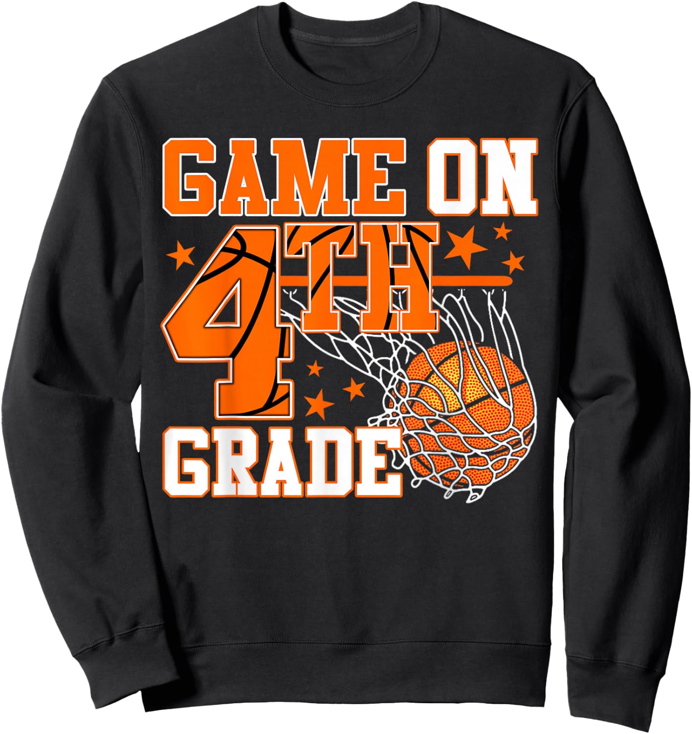 Vintage Game On Fourth Grade Basketball Back to School Boy Sweatshirt - Sweatshirt | Black
