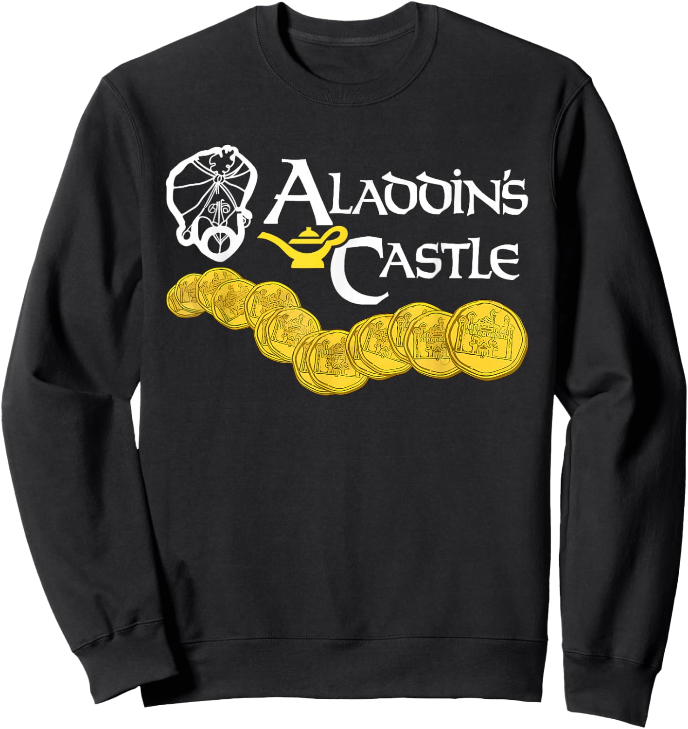 Aladdin's Castle Funny Quote - Adults - Black - Small - Short Sleeve - Classic Fit Sweatshirt - Sweatshirt | Black