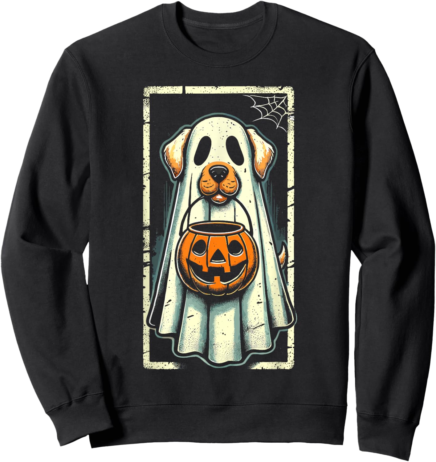 Cute Ghost Dog Men Women Kids Halloween Funny Ghost Sweatshirt - Sweatshirt | Black