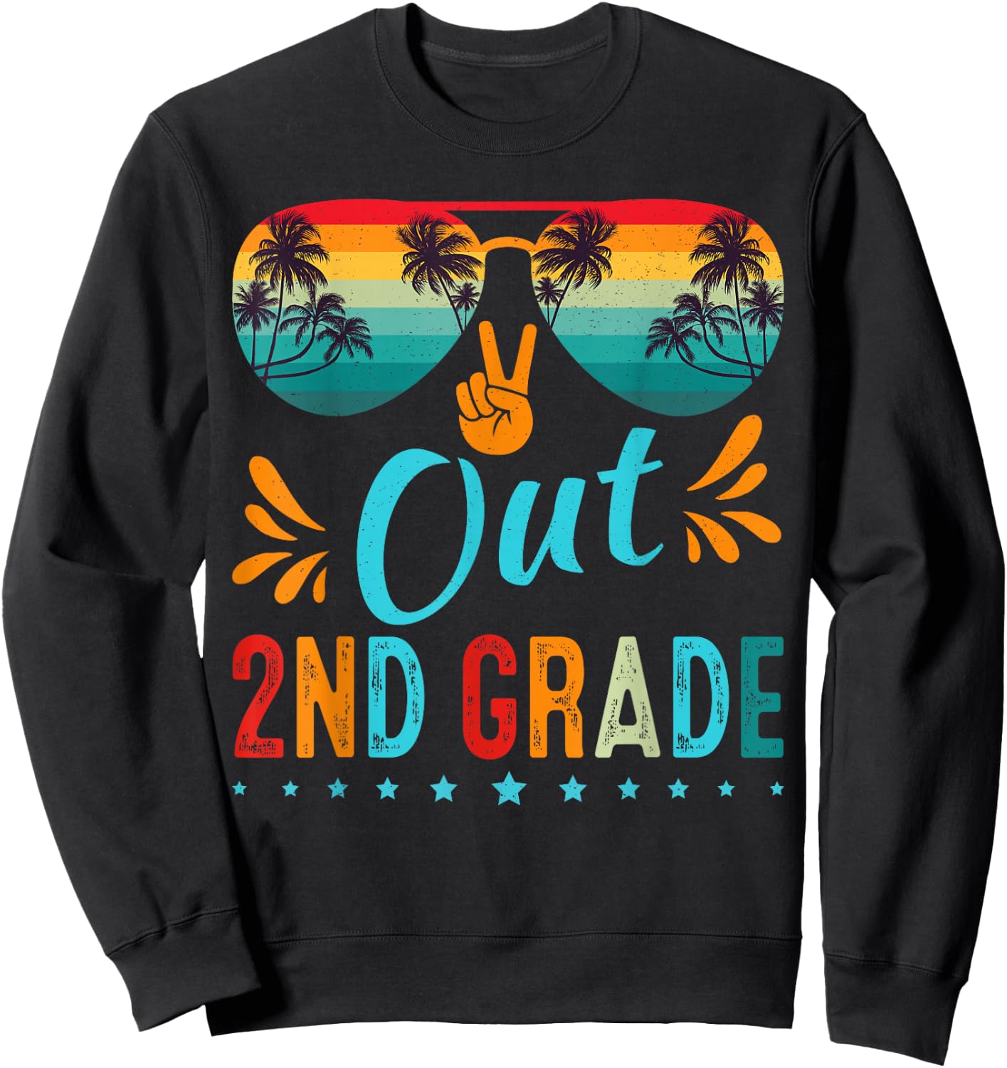 Last Day Of School Peace Out 2nd Grade Retro Graduation Sweatshirt - Sweatshirt | Black
