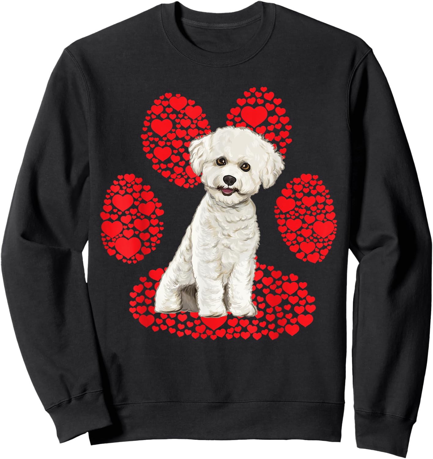 Bichons Frise Valentines Day Dog Love Paw Sweatshirt - Sweatshirt | Black