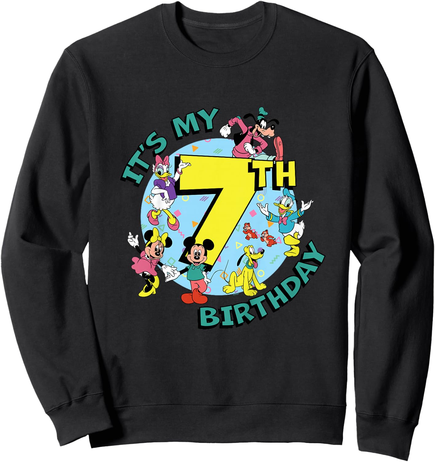 Disney Mickey and Friends It’s My Seventh 7th Birthday Sweatshirt - Sweatshirt | Black