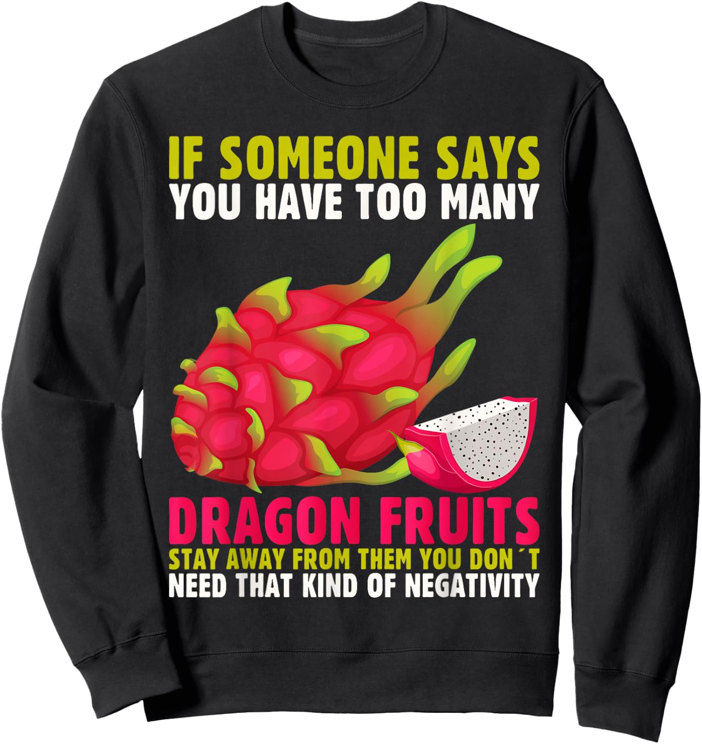 Tropical Dragonfruit Summer Vibes Design Women Kids Sweatshirt - Sweatshirt | Black