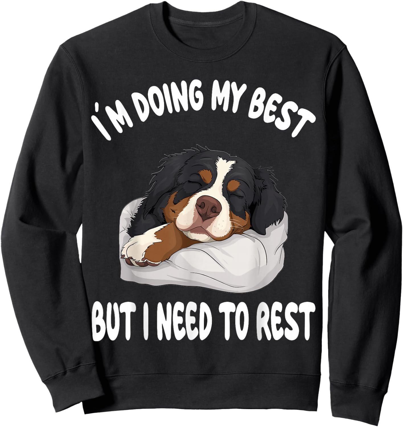 Bernese Mountain Dog Official Sleepshirt Pajamas Nightgown Sweatshirt - Sweatshirt | Black
