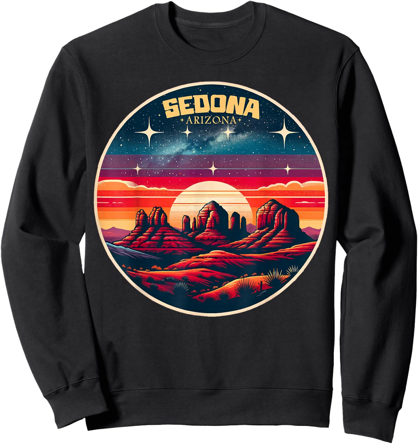 Sedona AZ Hiking Outdoors Mountain Sedona USA Retro Vintage Sweatshirt - Sweatshirt | Black