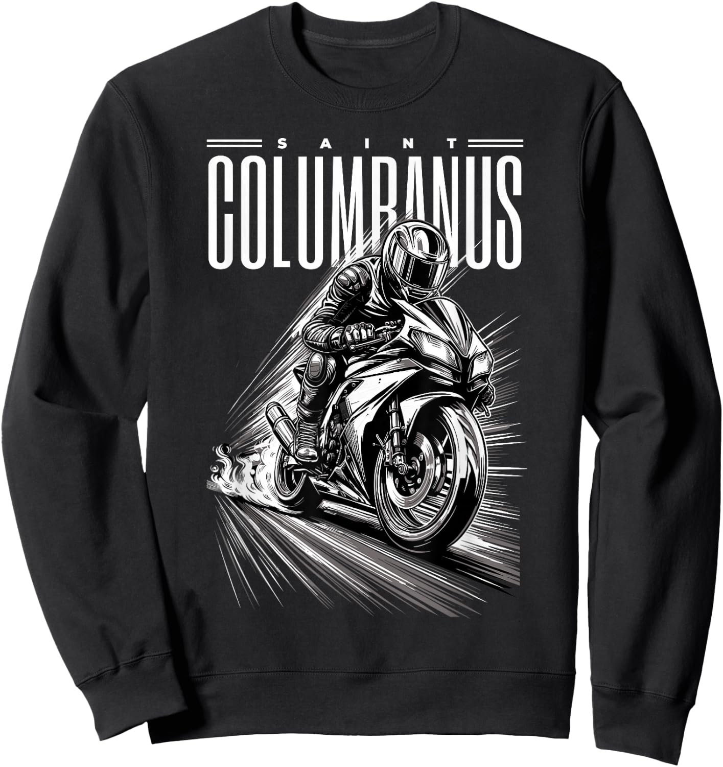 St Columbanus Patron Saint of Motorcyclists Motorcycles Sweatshirt - Sweatshirt | Black