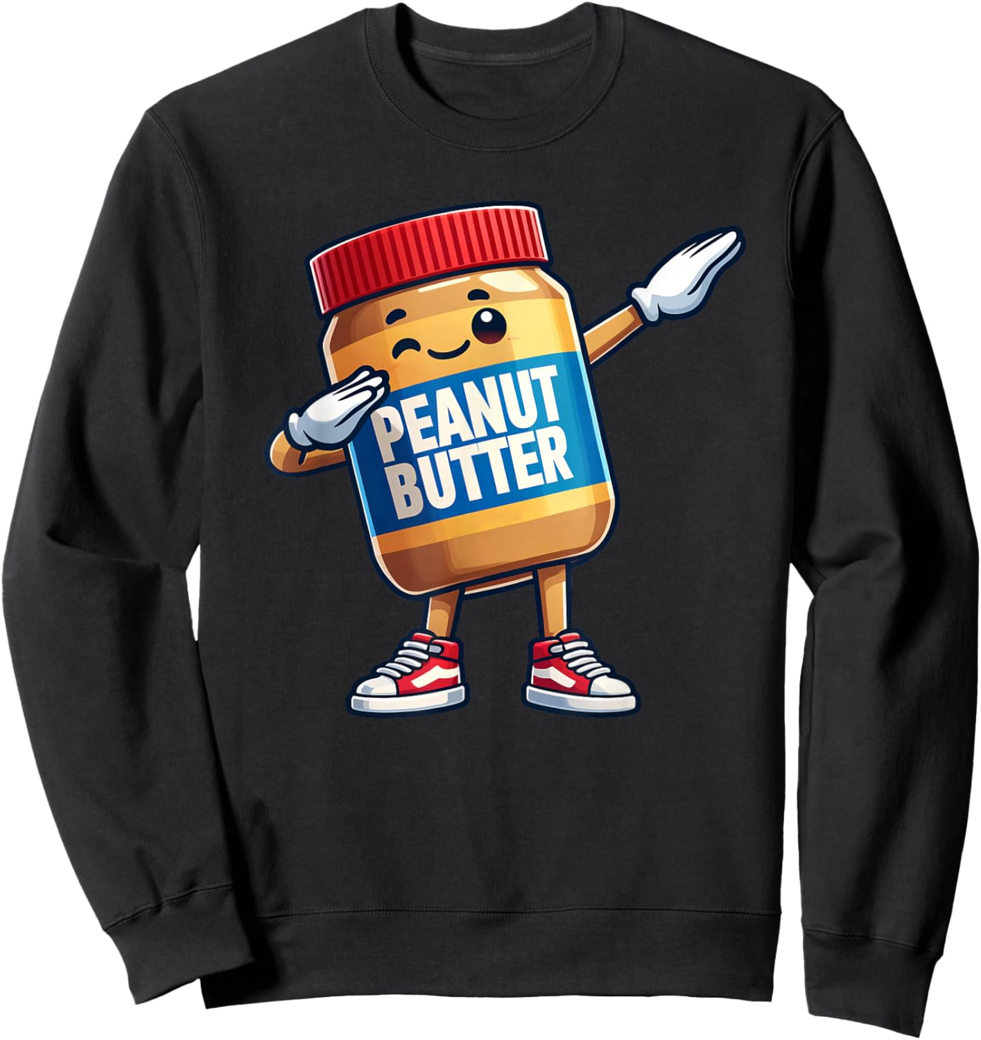 Funny Peanut Butter Jelly Jar Dabbing Boys Girls Kids Sweatshirt - Sweatshirt | Black