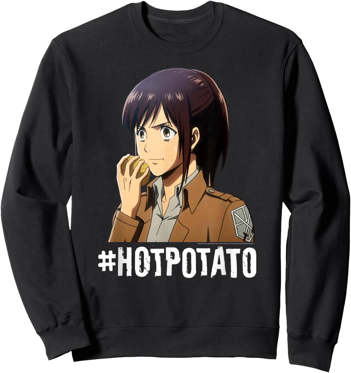 Attack on Titan #Hotpotato Potato Girl AOT Anime Sweatshirt - Sweatshirt | Black