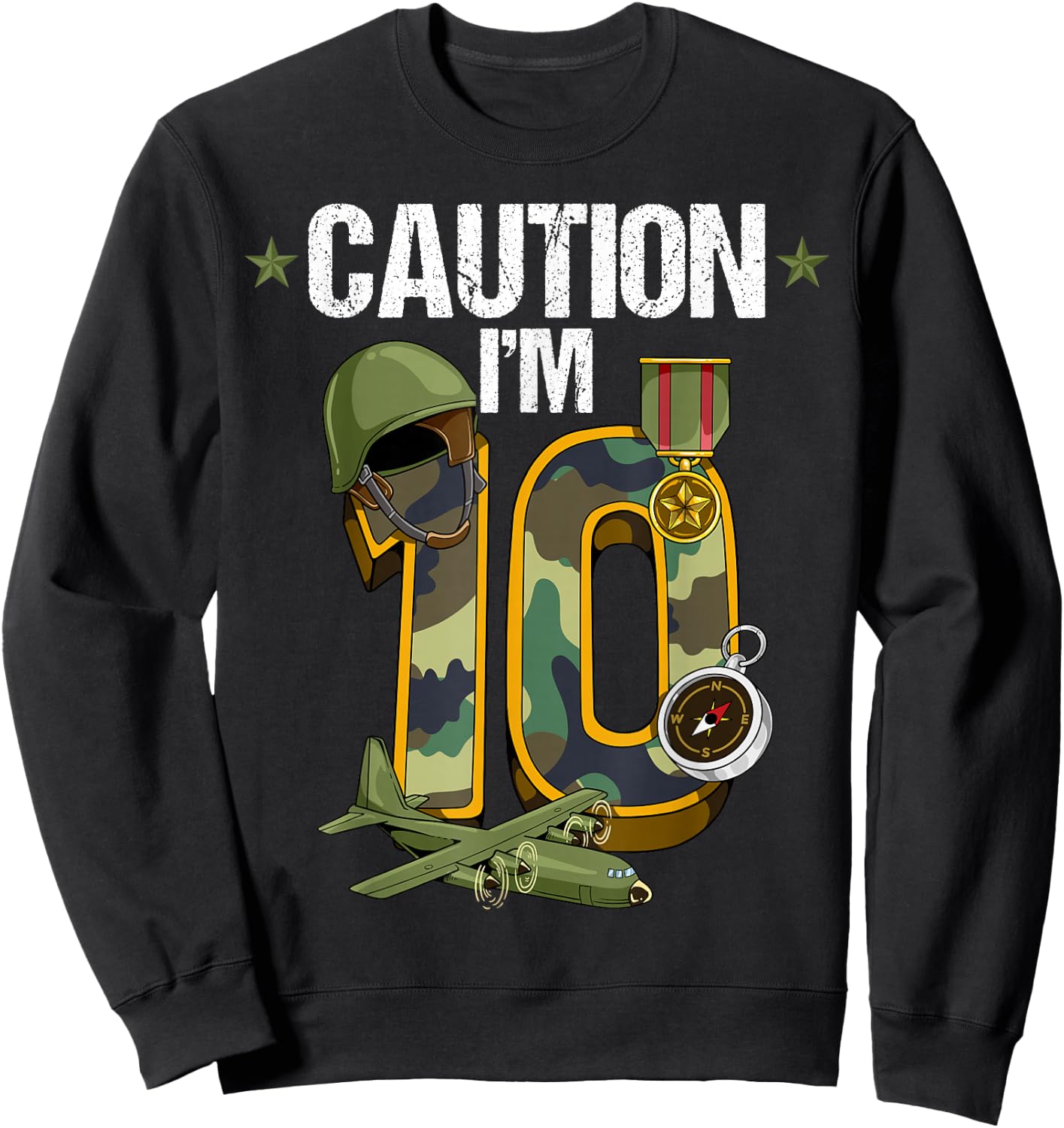 10th Birthday Army Sweatshirt - Sweatshirt | Black