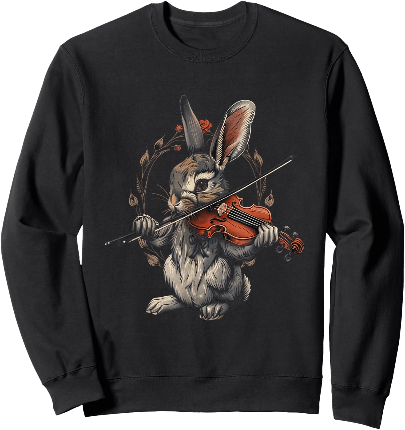 Rabbit Playing Violin for Violin Player Bunny Rabbit Graphic Sweatshirt - Sweatshirt | Black