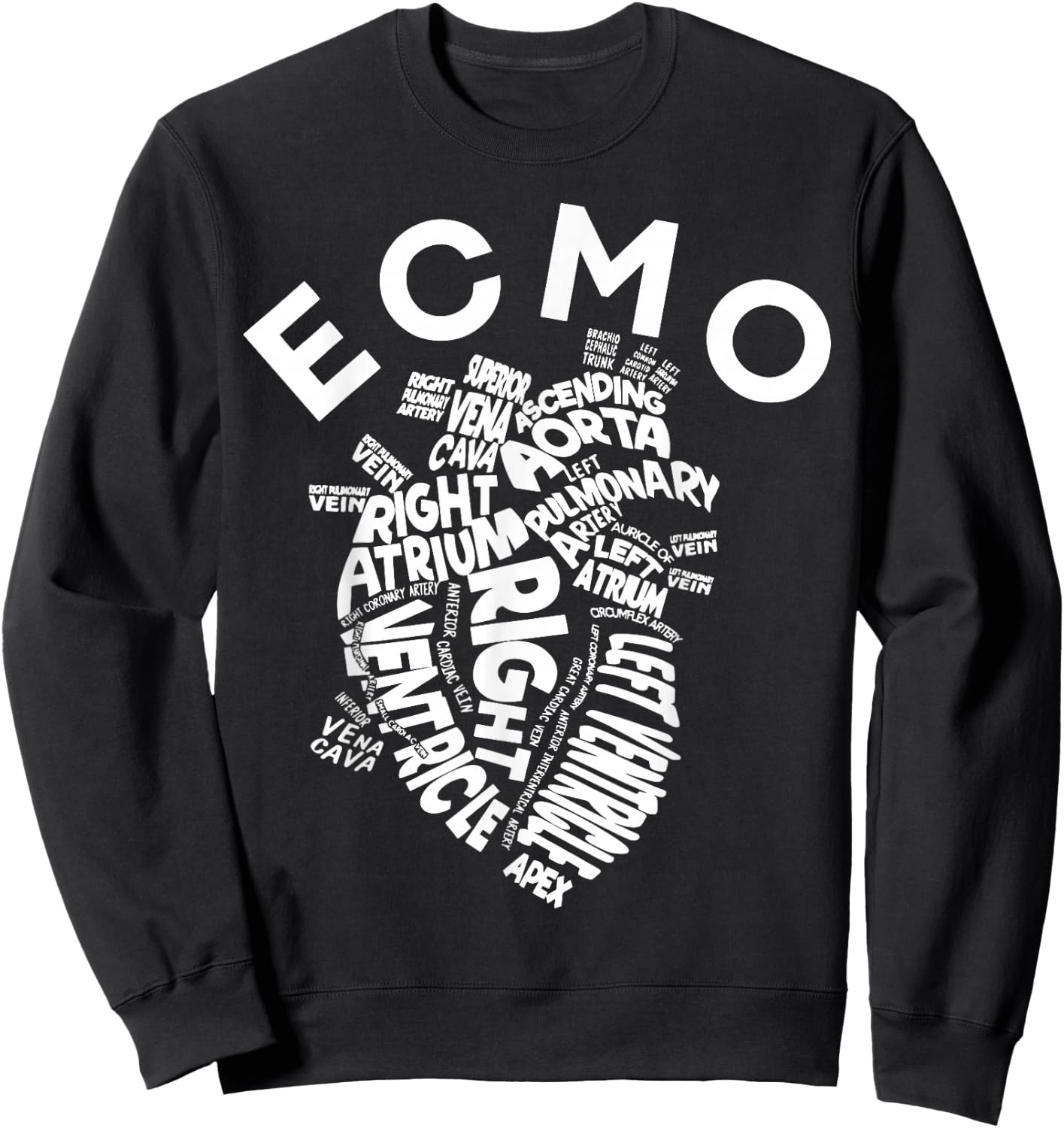 ECMO Heart Nurse Anatomy ECMO Specialist Crew CVICU Sweatshirt - Sweatshirt | Black
